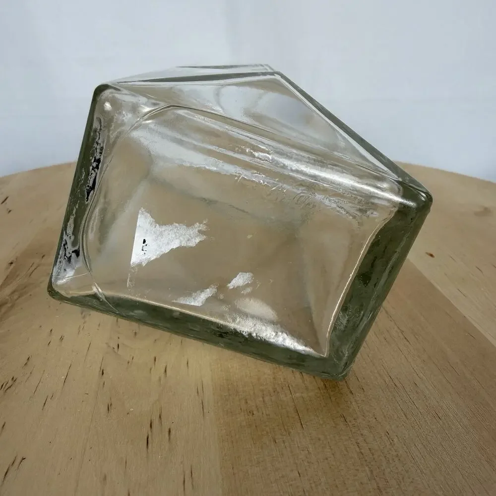 Mid-Century Modern Triangular Design Liquor Bottle/Decanter Clear Glass 12